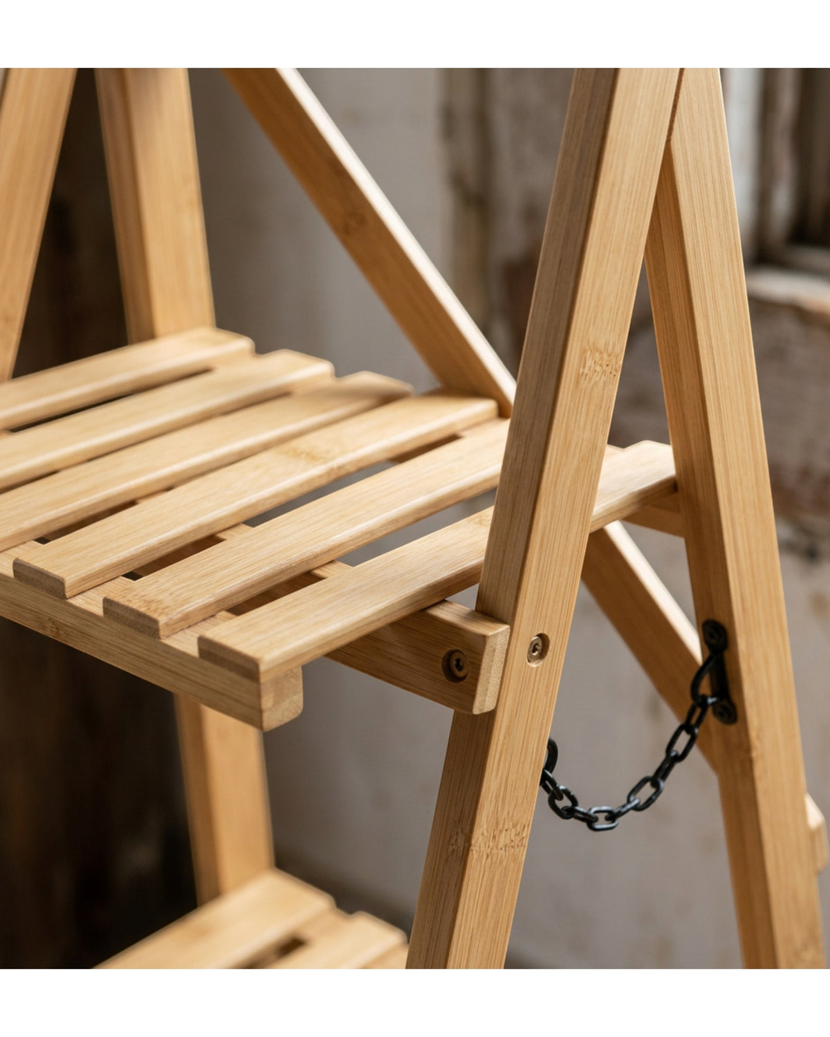 Pogve Five Tier Bamboo A-Frame Plant Stand Natural - Detail view