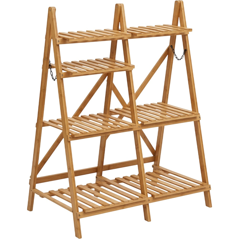 Pogve Five Tier Bamboo A-Frame Plant Stand Natural - Product view