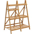 Pogve Five Tier Bamboo A-Frame Plant Stand Natural - Product view