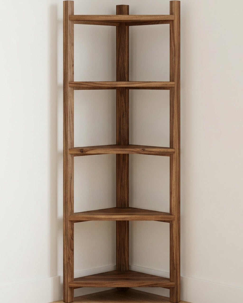 Pogve Four Tier Acacia Corner Ladder Plant Stand Walnut - Lifestyle view