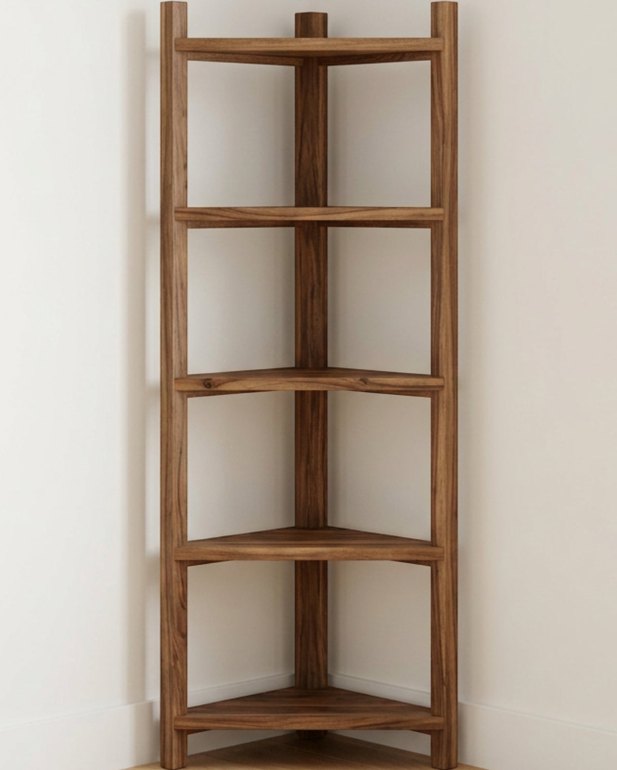 Pogve Four Tier Acacia Corner Ladder Plant Stand Walnut - Lifestyle view