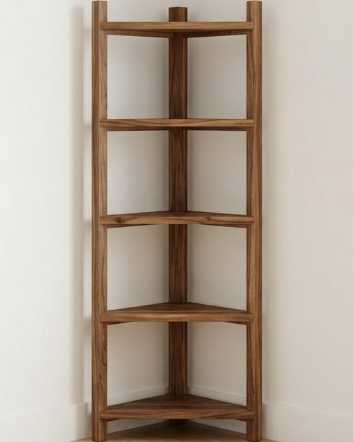 Pogve Four Tier Acacia Corner Ladder Plant Stand Walnut - Lifestyle view