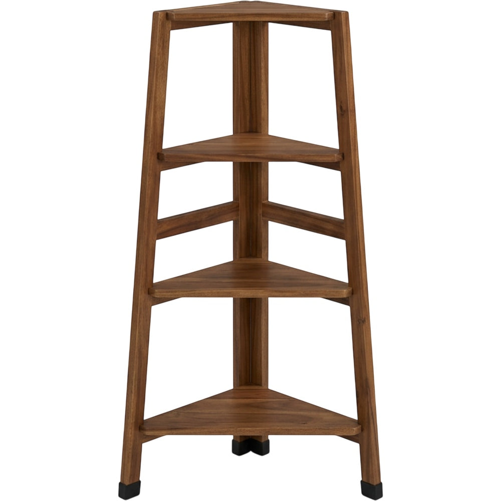 Pogve Four Tier Acacia Corner Ladder Plant Stand Walnut - Product view