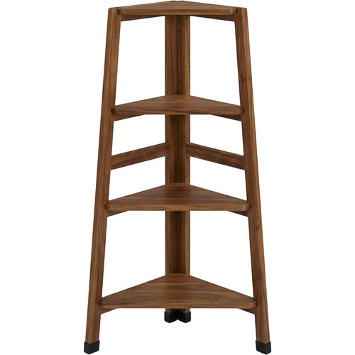 Pogve Four Tier Acacia Corner Ladder Plant Stand Walnut - Product view
